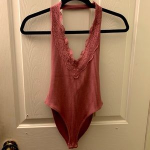 SOLD on Mercai! Forever 21 Pink Lacy Bodysuit